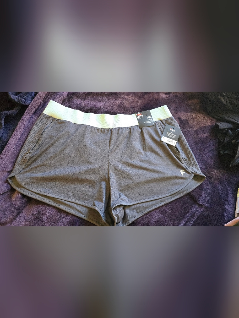 Kohl's Gray Athletic Shorts with Light Green Waistband